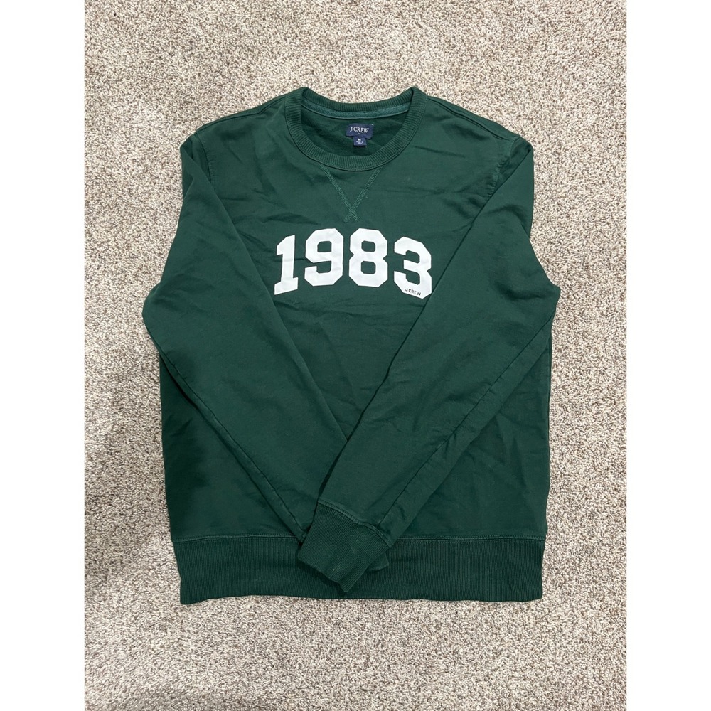 J.Crew Mens 1983 Graphic Crewneck Sweatshirt Green Cotton Pullover M